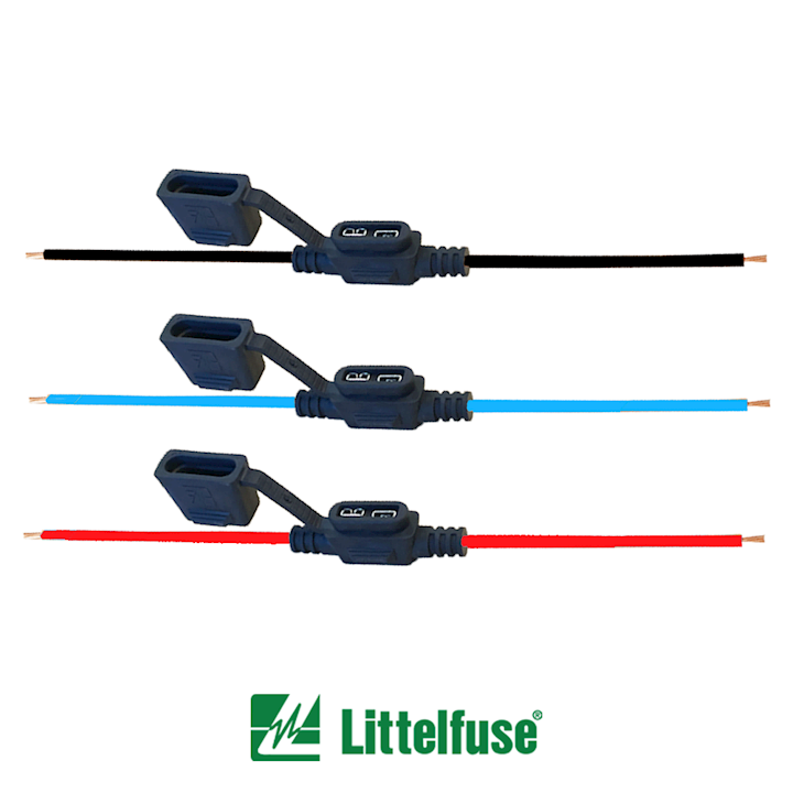 Assorted pack of 100 - Littelfuse Blade Fuseholders 20amp in Red, Black and Blue